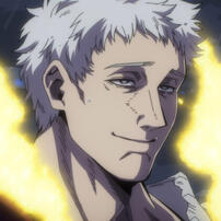 A screenshot of All for One from an episode of My Hero Academia, showing his true face