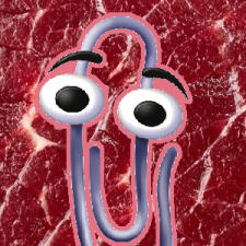 Profile Picture An image of Clippy layered on a stock image of raw beef.